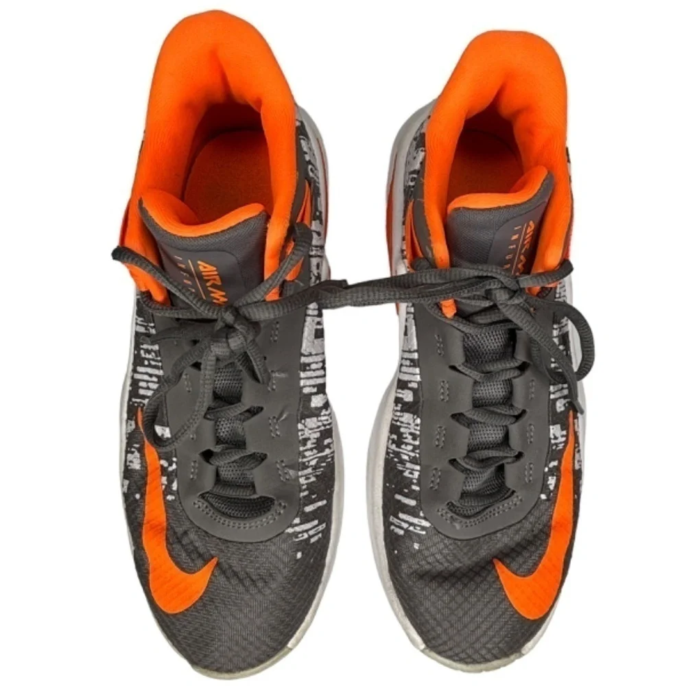 Nike Air Max Sneaker Shoes Infuriate II Boys Size 5 Youth Gray Orange Basketball